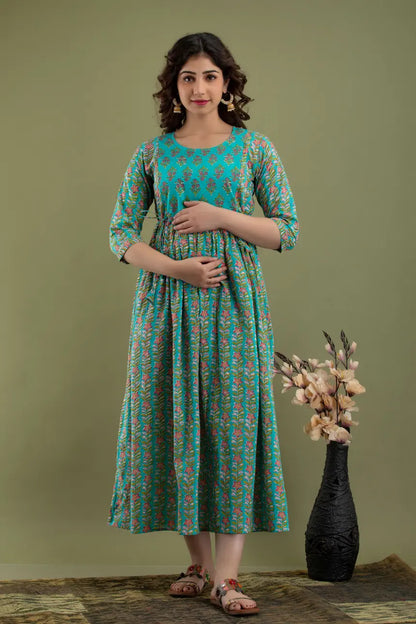 Women’s Feeding Rayon Gown Maternity Kurti’s (Rama)