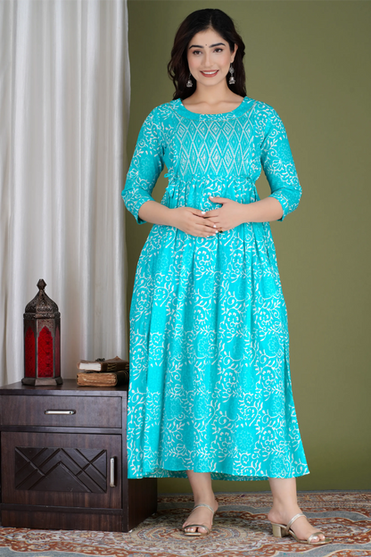 Pick Any 6 - Maternity Gown - 3 | Pure Cotton Feeding Kurti With 2 Sided Zip