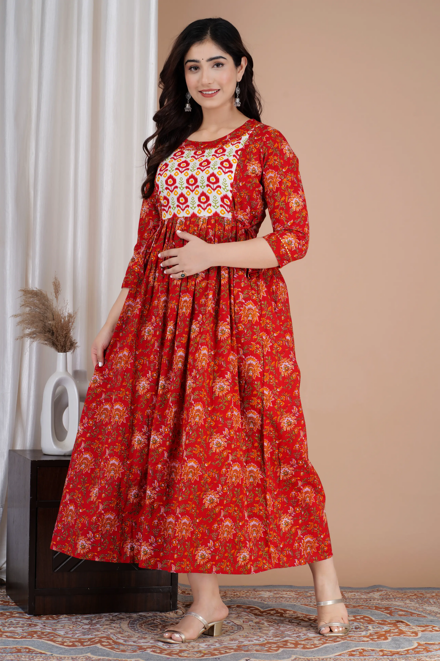 Women’s Feeding Maternity Kurti’s (Red White Yog)