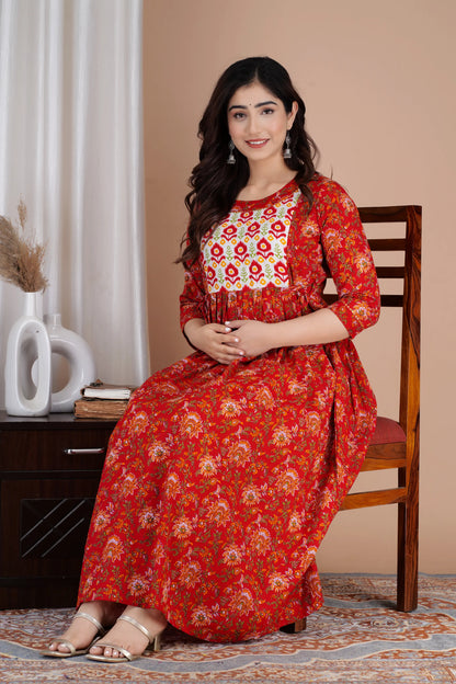 Women’s Feeding Maternity Kurti’s (Red White Yog)