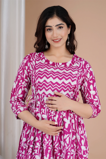 Women’s Feeding Maternity Kurti’s (Bangani Zig Zag Line Yog)