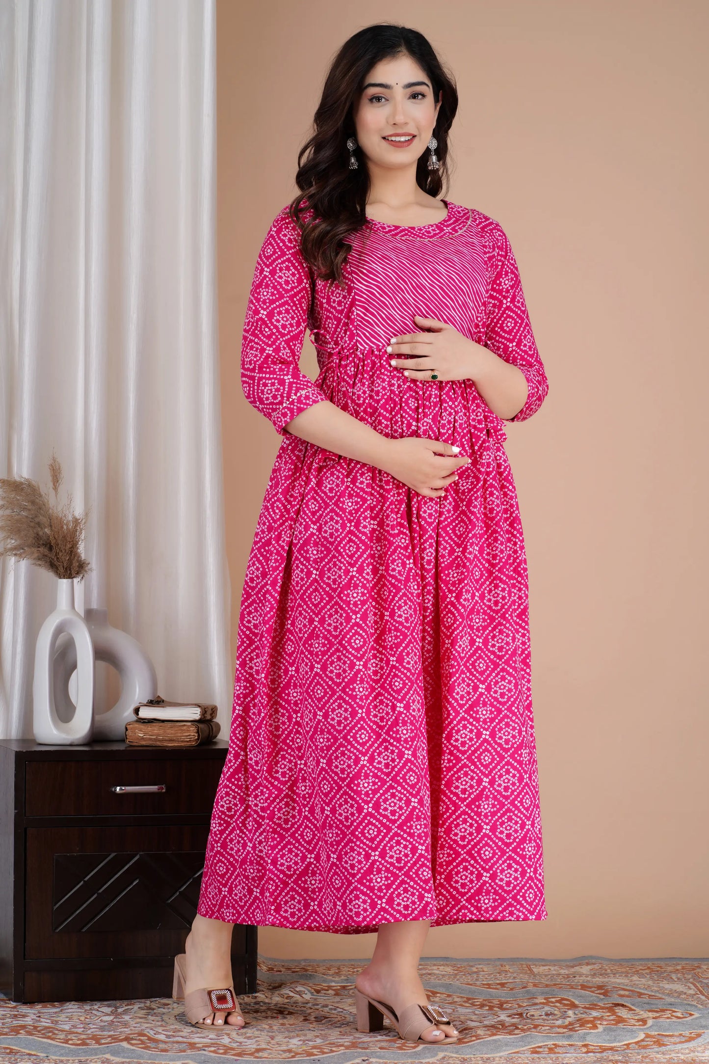 Women’s Feeding Maternity Kurti’s (Rani Lehariya Bhandej)