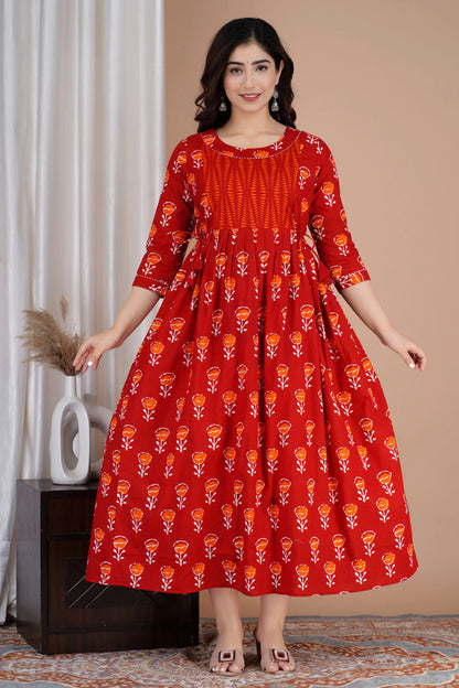 Women’s Feeding Maternity Kurti’s (Red Orang Yog)