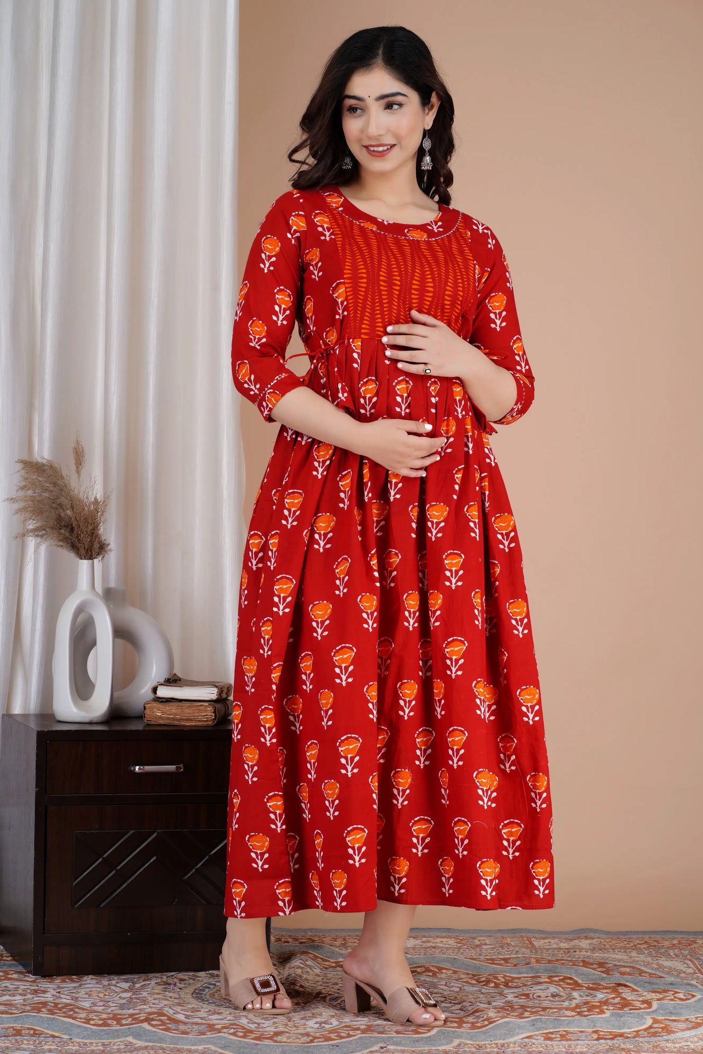 Women’s Feeding Maternity Kurti’s (Red Orang Yog)