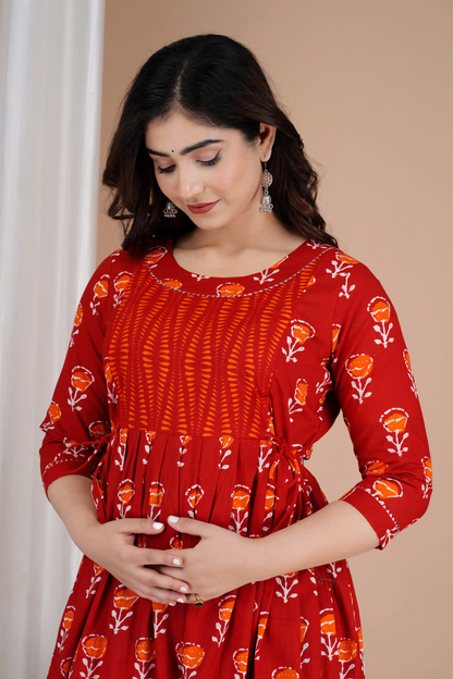 Women’s Feeding Maternity Kurti’s (Red Orang Yog)