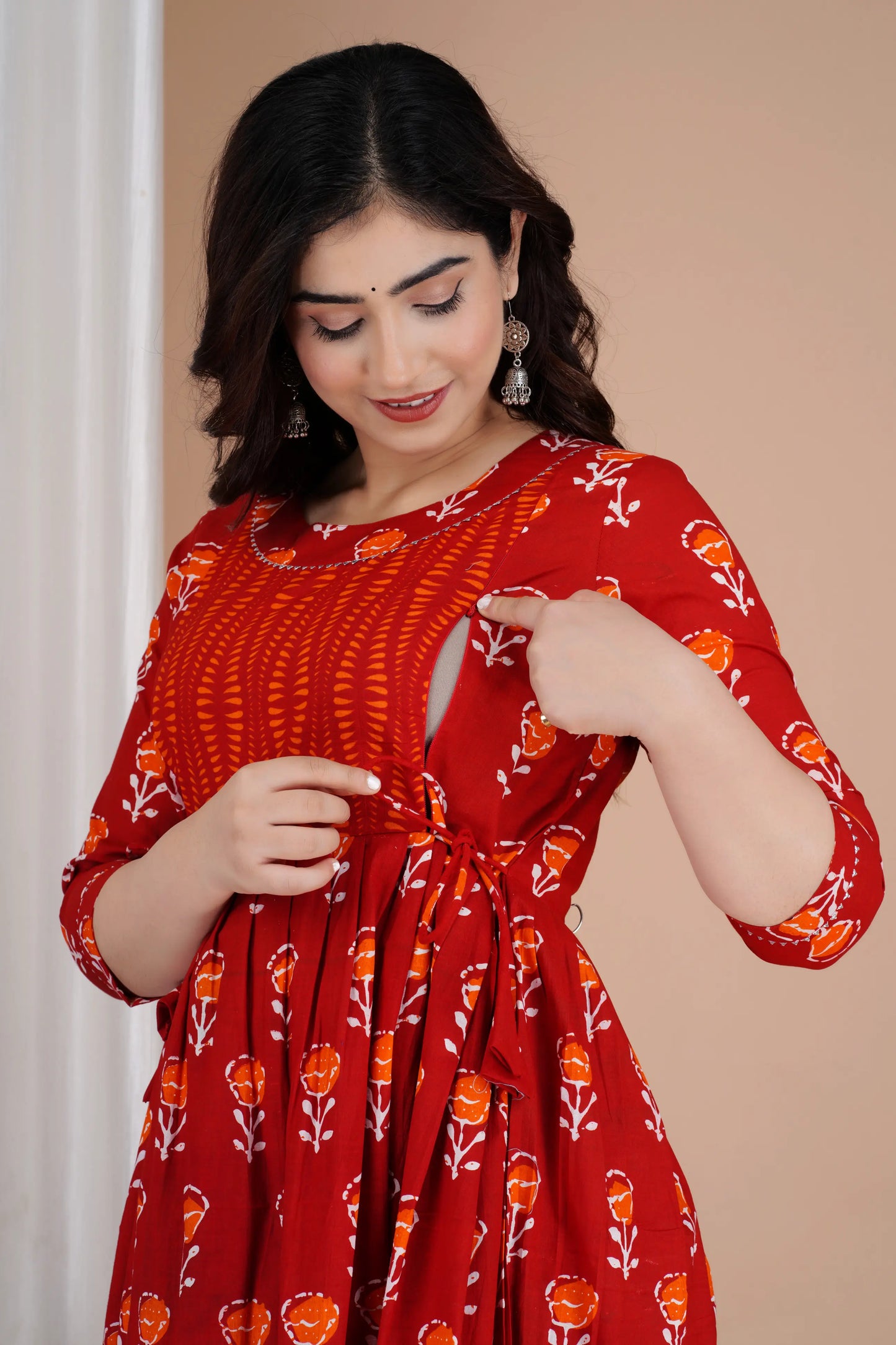 Women’s Feeding Maternity Kurti’s (Red Orang Yog)