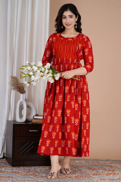 Women’s Feeding Maternity Kurti’s (Red Orang Yog)