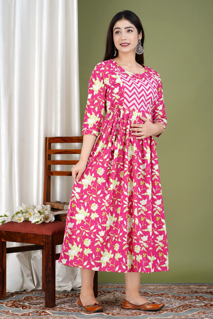 Women’s Feeding Maternity Kurti’s (Rani Patti Zig Zag Yog)