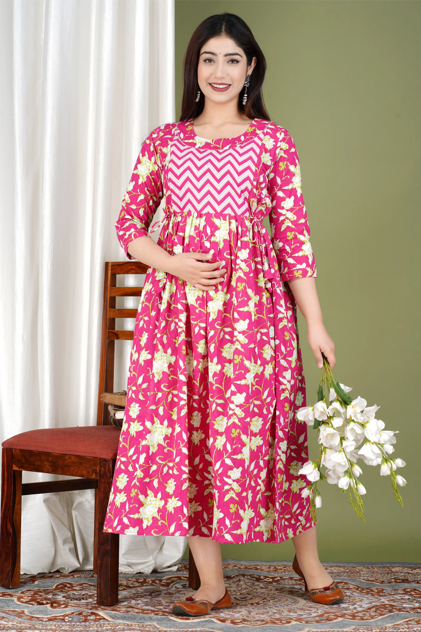 Women’s Feeding Maternity Kurti’s (Rani Patti Zig Zag Yog)