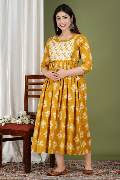 Women’s Feeding Maternity Kurti’s (Musterd Box Print Yog)