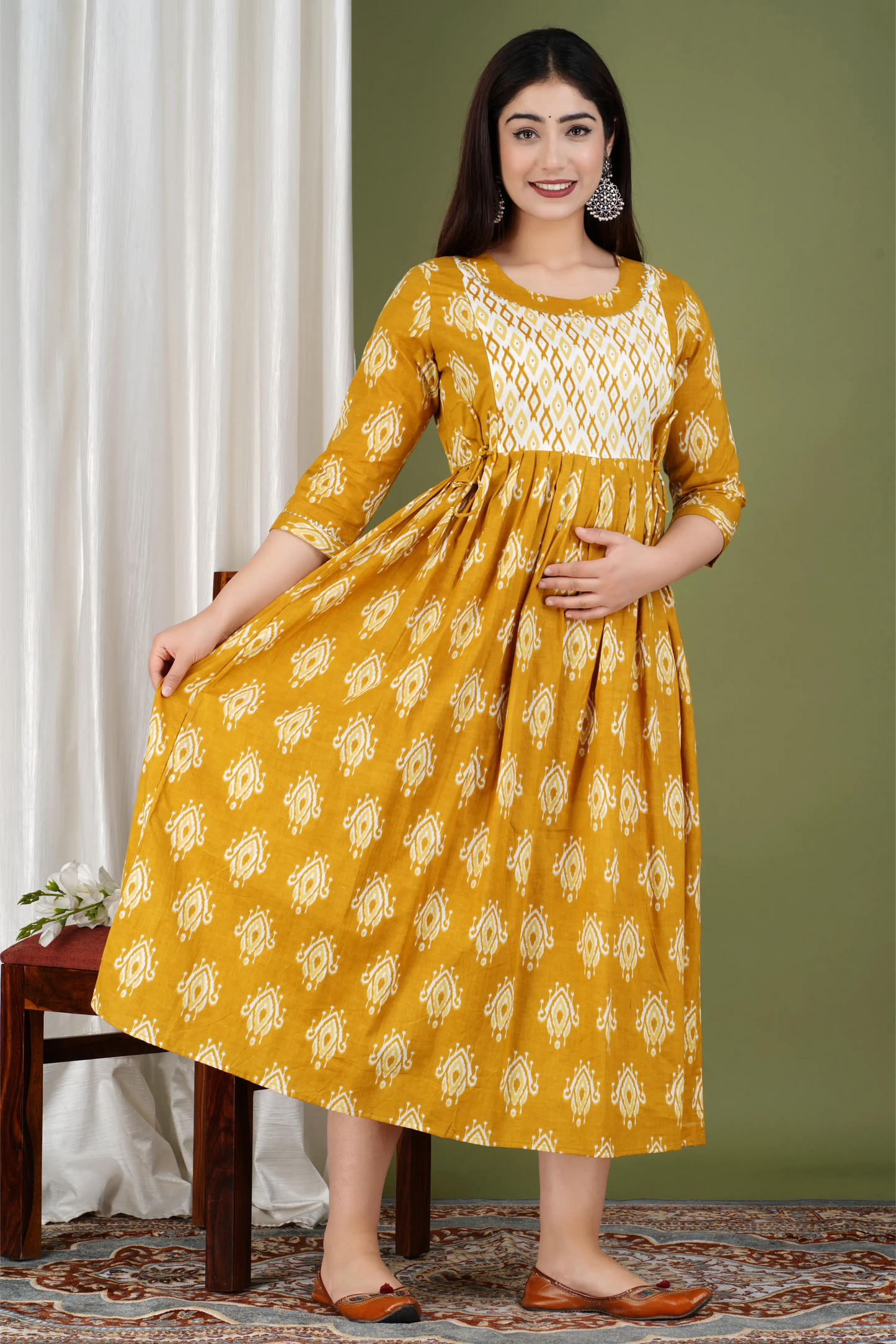 Women’s Feeding Maternity Kurti’s (Musterd Box Print Yog)