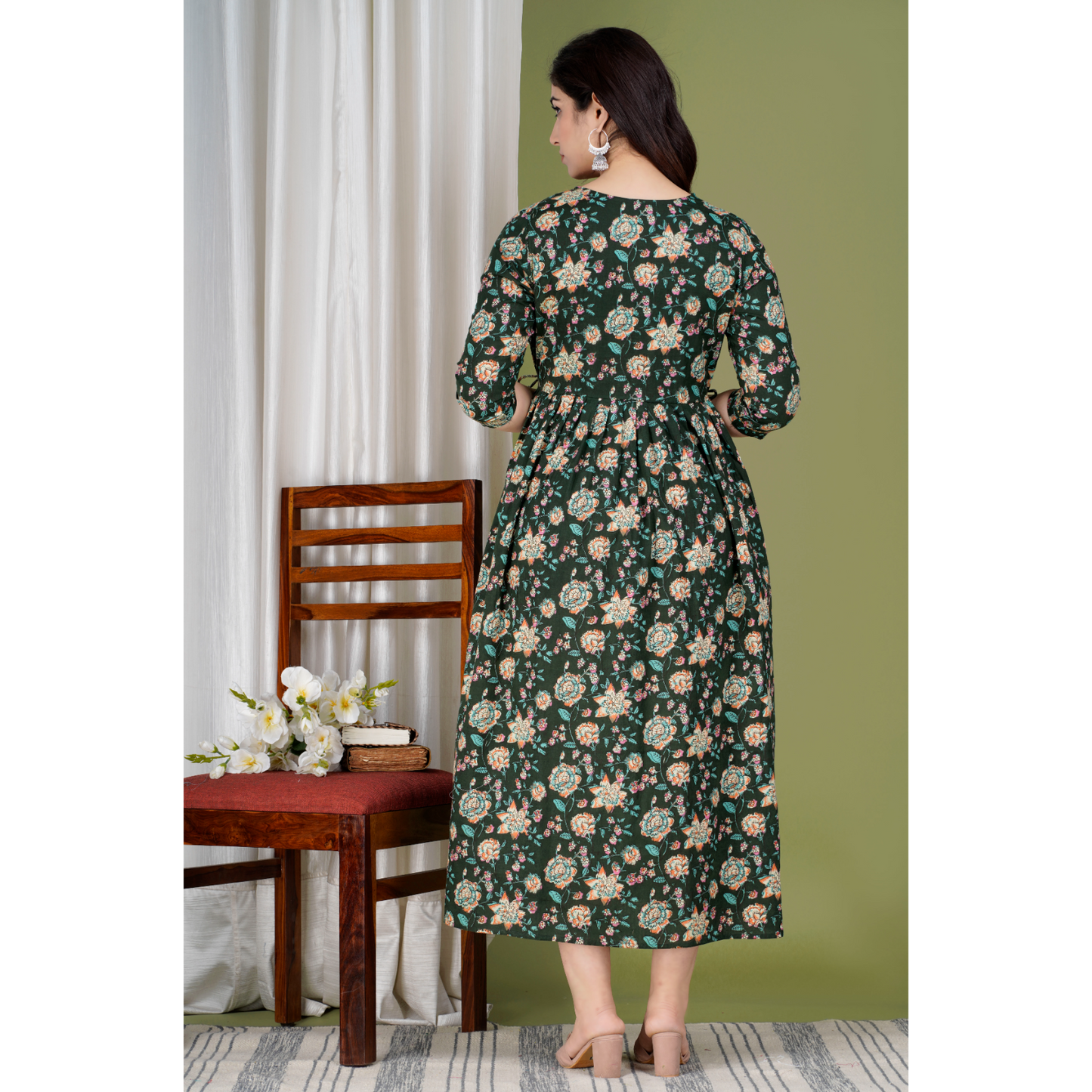 Women’s Feeding Maternity Kurti’s (Dark Green)