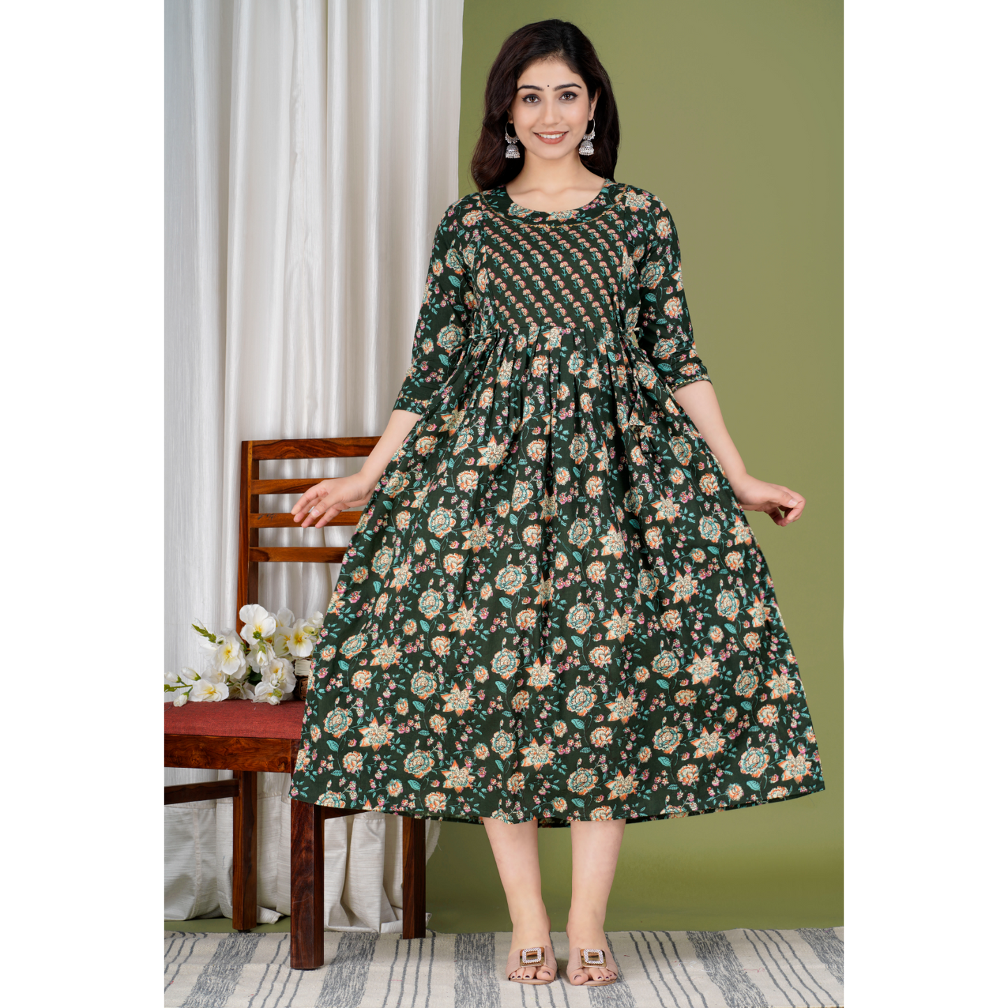 Women’s Feeding Maternity Kurti’s (Dark Green)