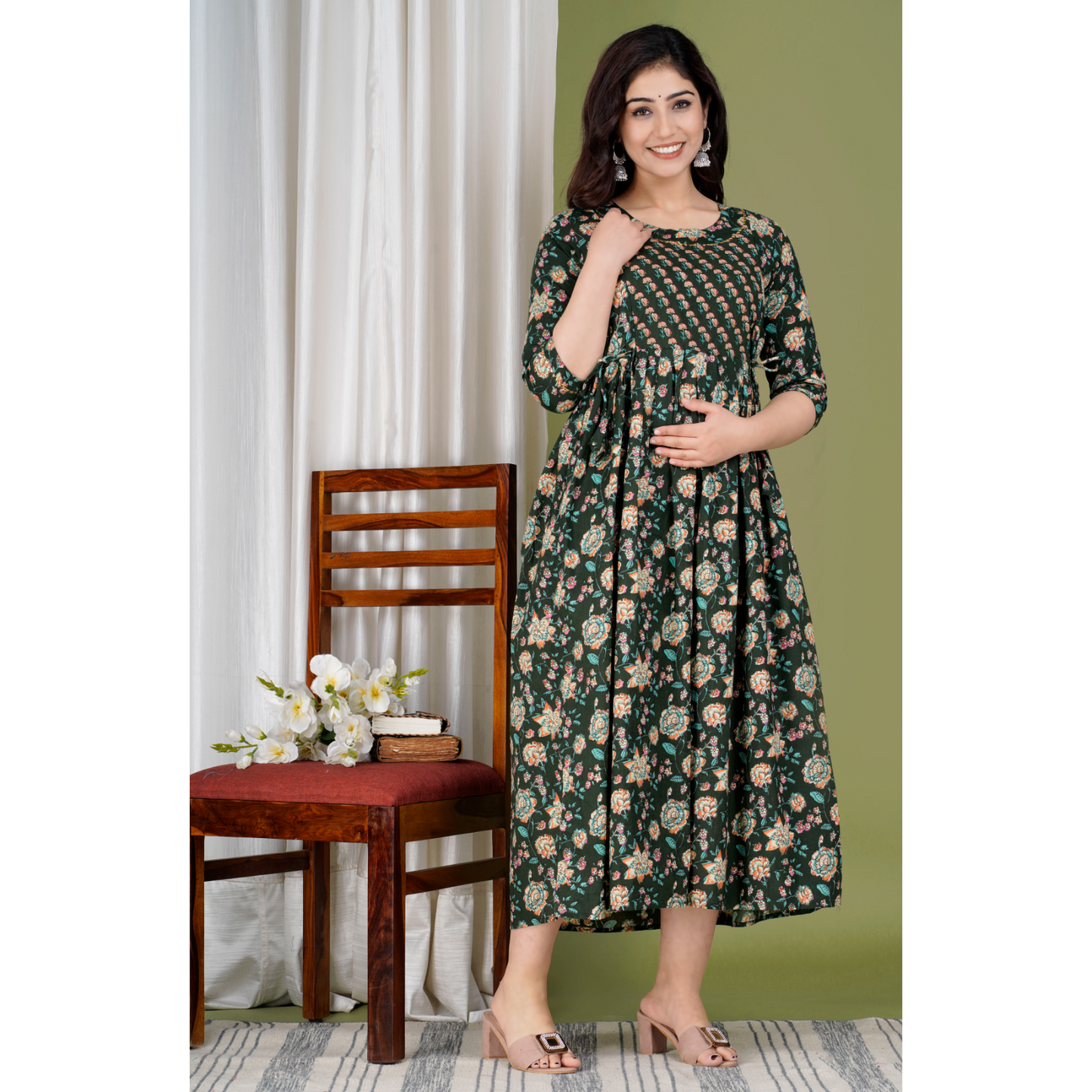 Women’s Feeding Maternity Kurti’s (Dark Green)