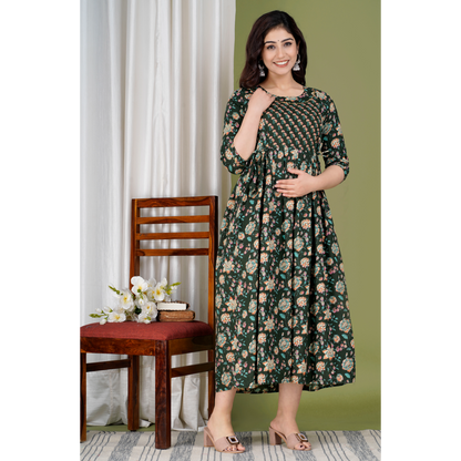 Women’s Feeding Maternity Kurti’s (Dark Green)