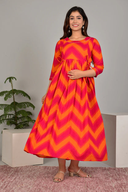 Women’s Feeding Maternity Kurti’s (Pink Orange)