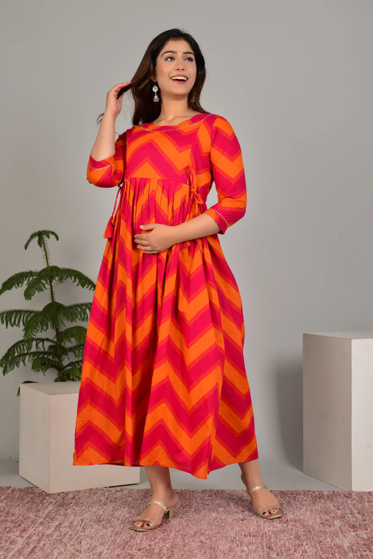 Women’s Feeding Maternity Kurti’s (Pink Orange)