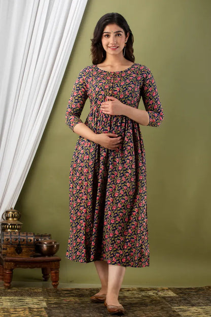 Pick Any 6 - Maternity Gown - 2 | Pure Cotton Feeding Kurti With 2 Sided Zip