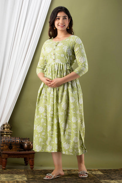 Women's Feeding Maternity Kurti's(Light Green)