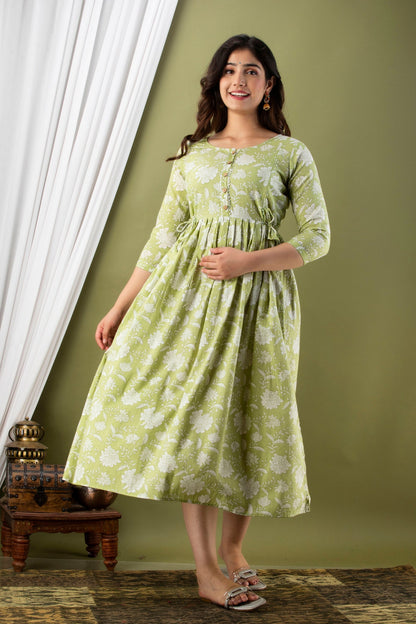 Women's Feeding Maternity Kurti's(Light Green)