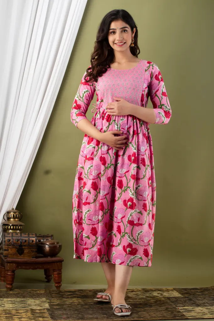 Pick Any 6 - Maternity Gown - 2 | Pure Cotton Feeding Kurti With 2 Sided Zip