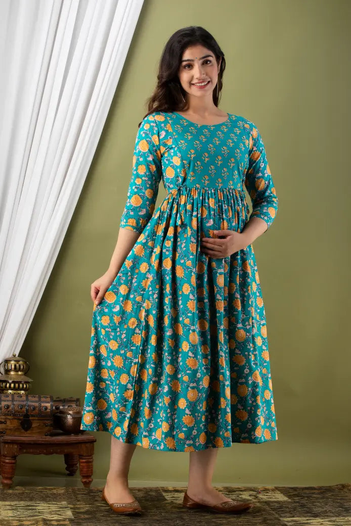 Women’s Feeding Maternity Kurti’s (Ram Yellow Flower Yog)