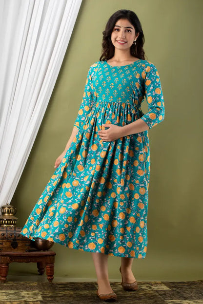 Women’s Feeding Maternity Kurti’s (Ram Yellow Flower Yog)