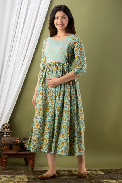 Women’s Feeding Maternity Kurti’s (Pista Yellow Flower Yog)