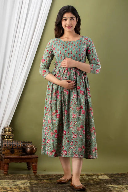 Pick Any 6 - Maternity Gown - 2 | Pure Cotton Feeding Kurti With 2 Sided Zip