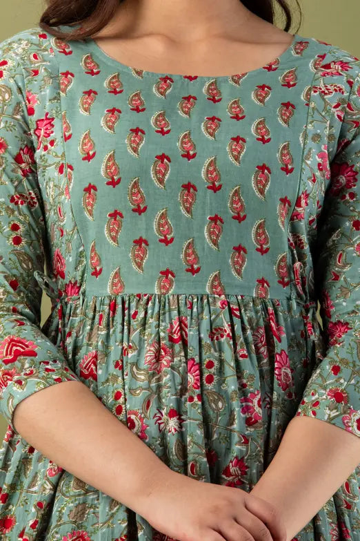 Women’s Feeding Maternity Kurti’s (Grey Pink Flower Yog)